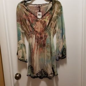 Sheer high waised shirt t wear very camisole